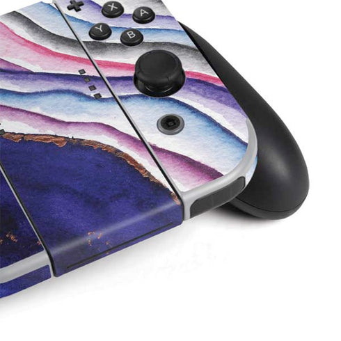 Violet Watercolor Geode Nintendo Switch OLED (2021) Skin